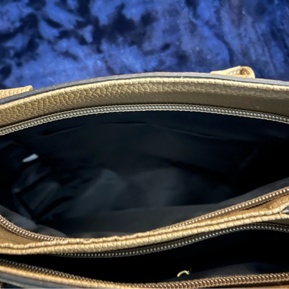 Brown and Gold Satchel with Structured Design - Picture 5 of 6